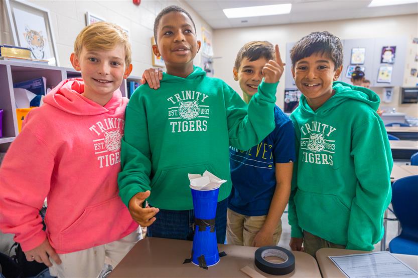 Students do a pumpkin STEM challenge